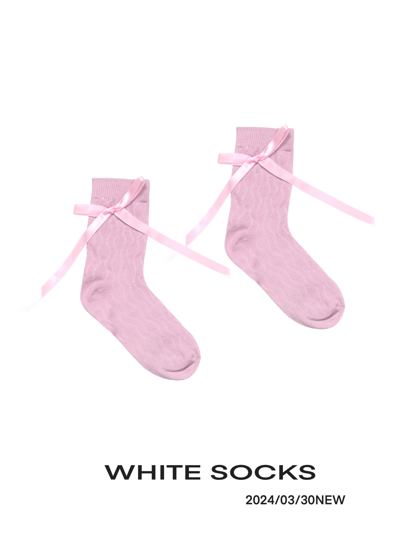 White Socks - Ballet Strap - Mid-Calf Socks with Bow Ties