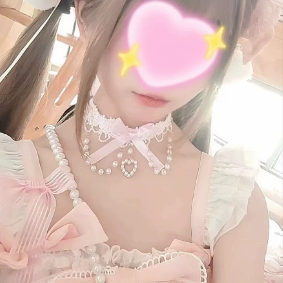 Little Fortune - Pearl Heart Ballet - Pearl Heart Collar Necklace with a Ribbon Bow