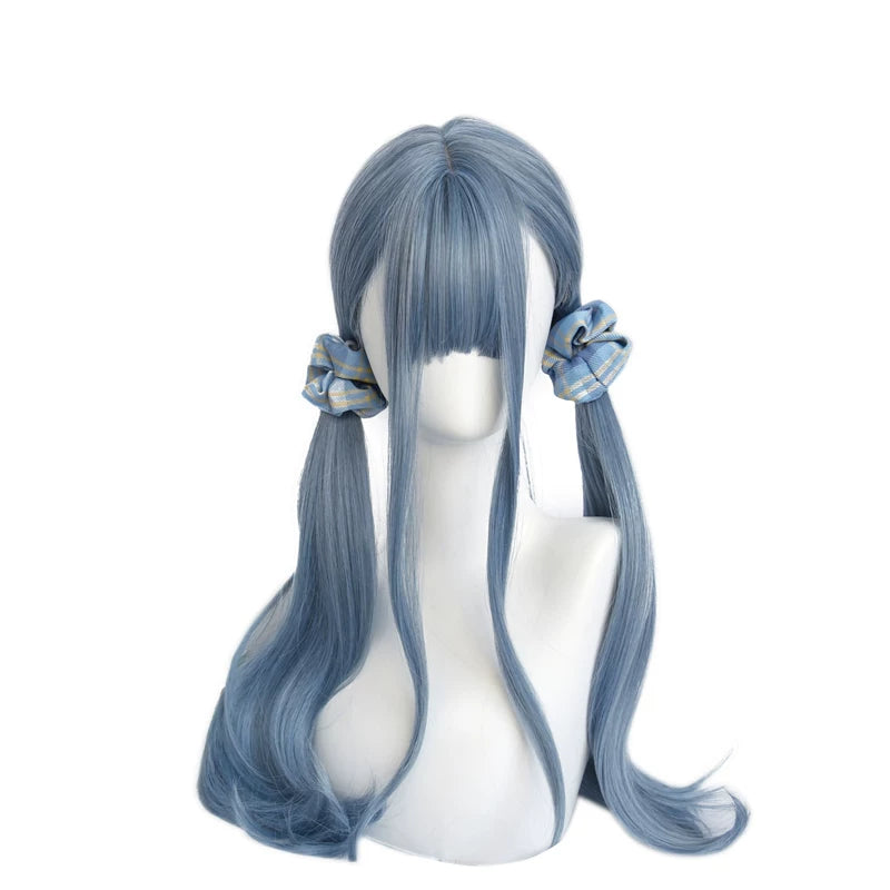 Blue long curly wig with air fringe - view 4