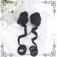Sinwavy - Harajuku Flower Bun Hairpiece - Chinese-Style Clip - Black