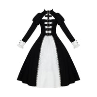 With PUJI - Klin - Gothic Lolita OP Dress, Ruffle Trim - Black six-panel front contrast large hem long OP - Pre-order, ship gradually from Nov 7 / S