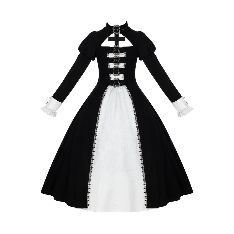 With PUJI - Klin - Gothic Lolita OP Dress, Ruffle Trim detail view 9