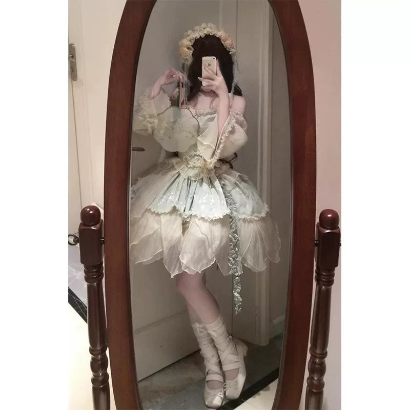 Creamy - Bamboo Print Sweet Lolita Dress - Green Lolita dress