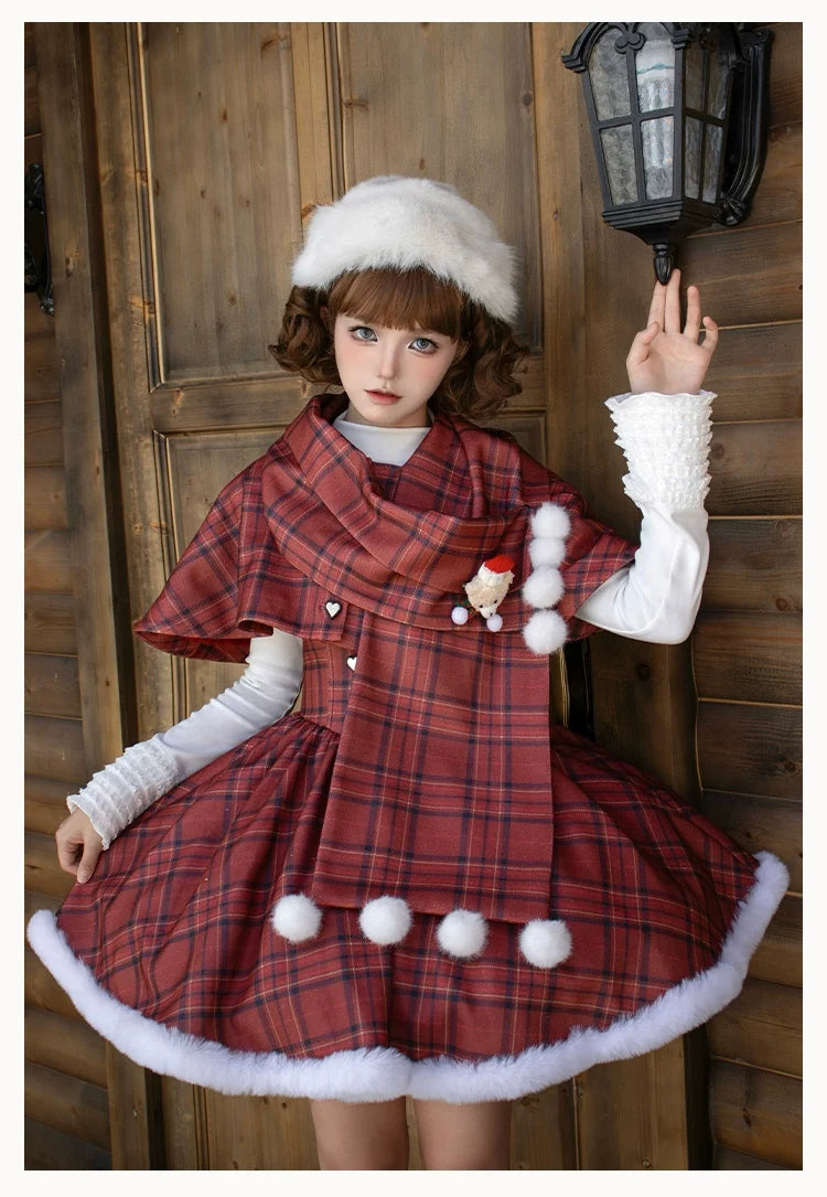 With PUJI - Wish Date - Twins Lolita Fishbone Bust-supporting JSK Winter Scarf-Cape