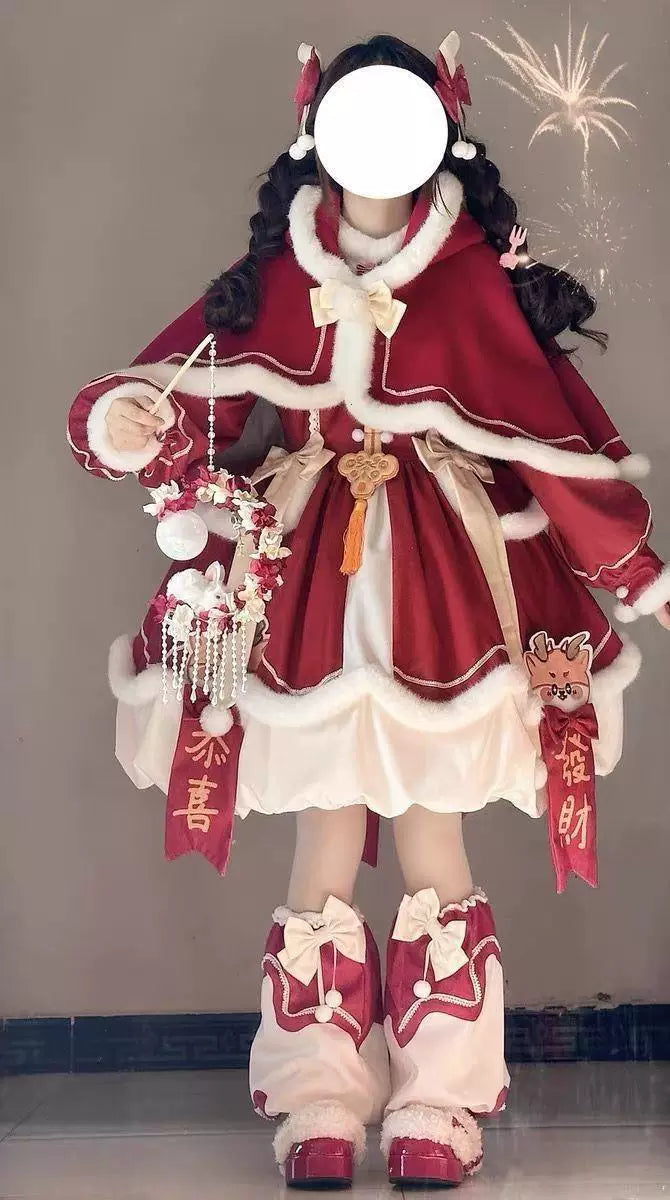 Sweetheart Dream Machine Little Lucky Beast red OP with white fluffy trim