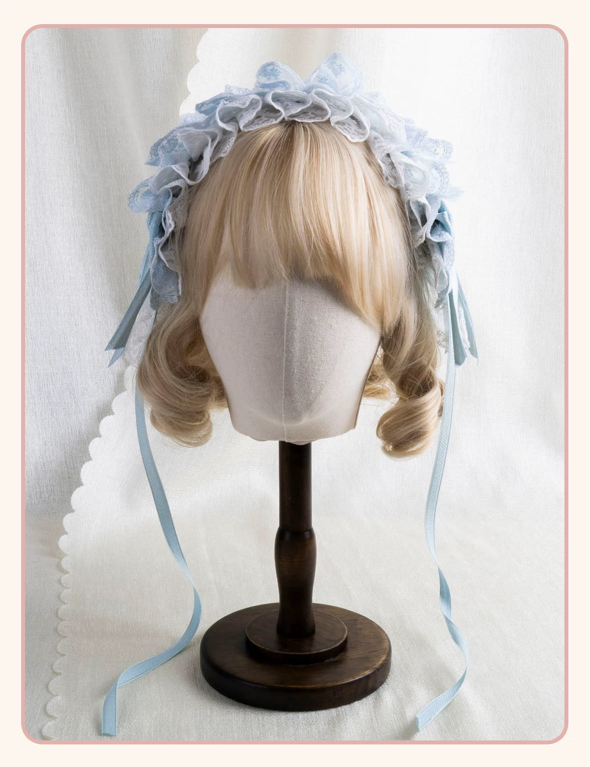 Stardust Rose - Christmas Lace - Lace Headwear with Layered Blue Bows