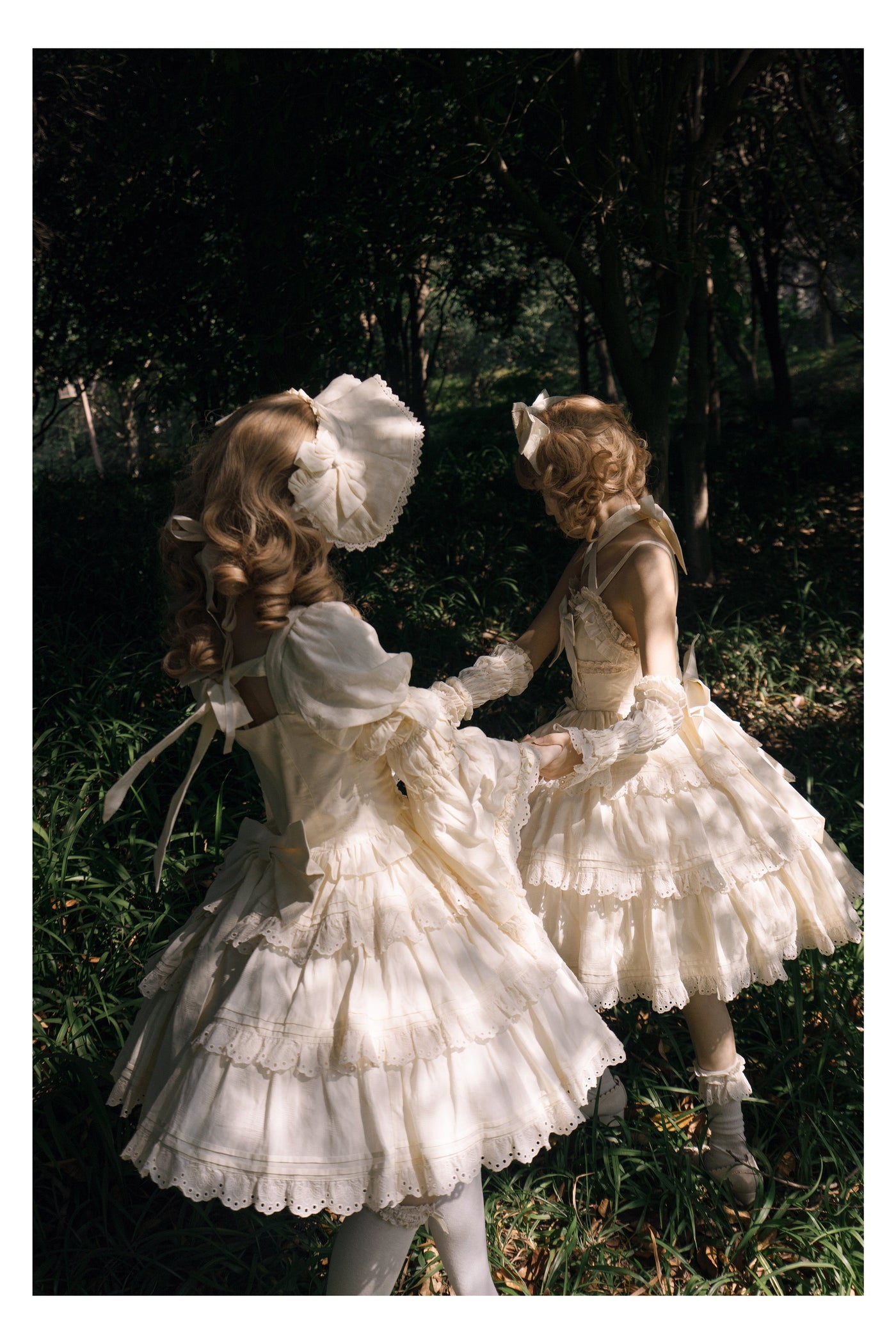 MEEKWIND - Miss Flora - Cotton Sweet Lolita OP and JSK dress options with tiered lace skirts - product detail 8