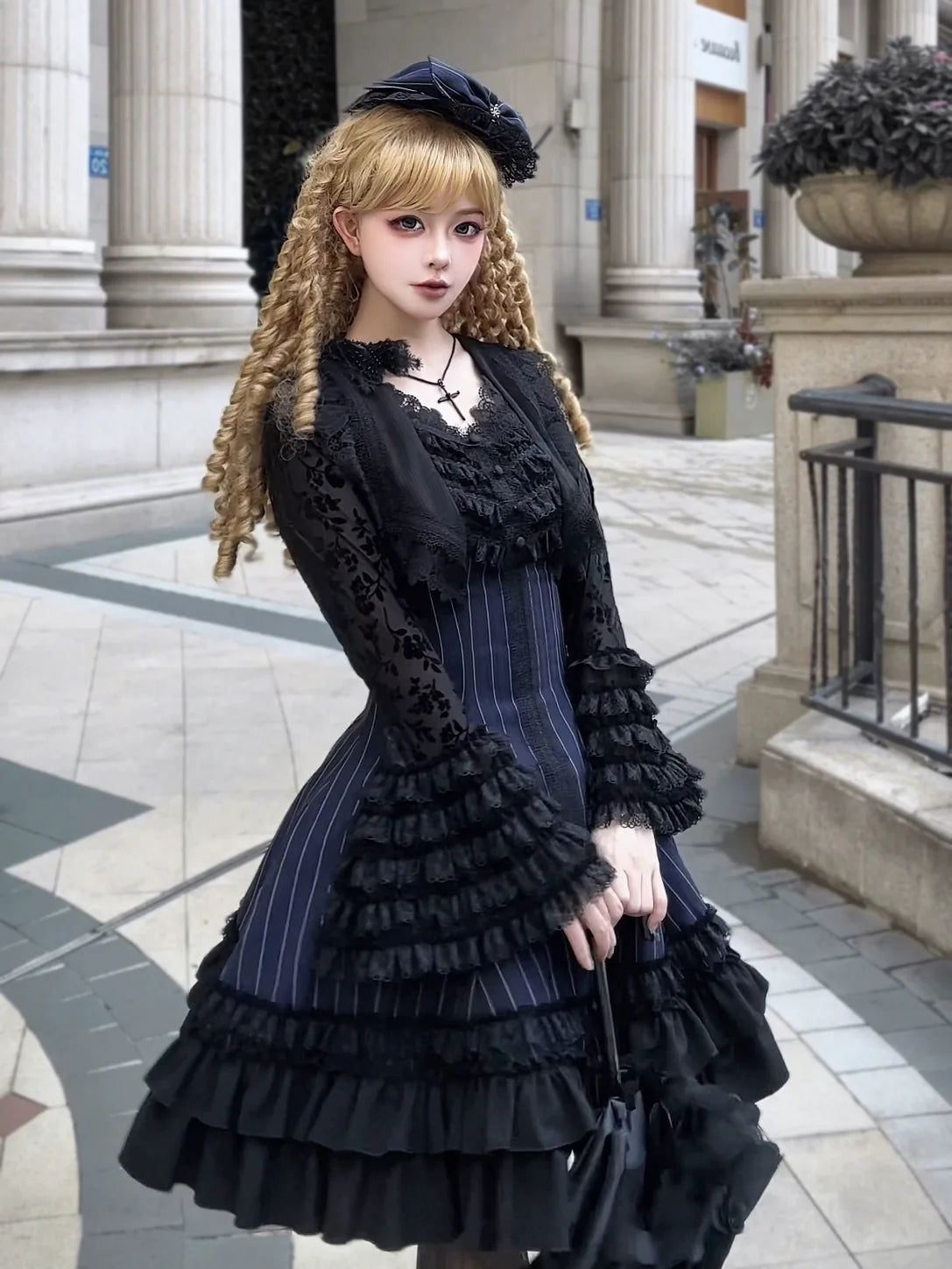 MILU ORIG - Six-Panel Gothic Lolita JSK Dress - Tiered Ruffles JSK Dress