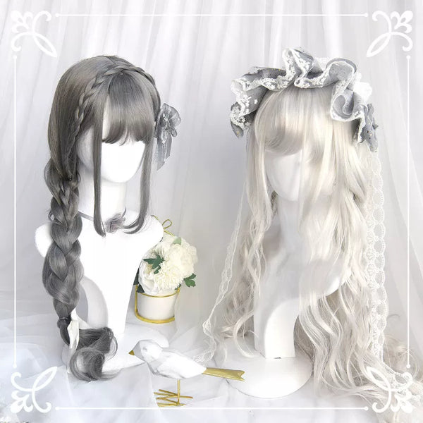 Silver-white long curly Lolita wig - view 1