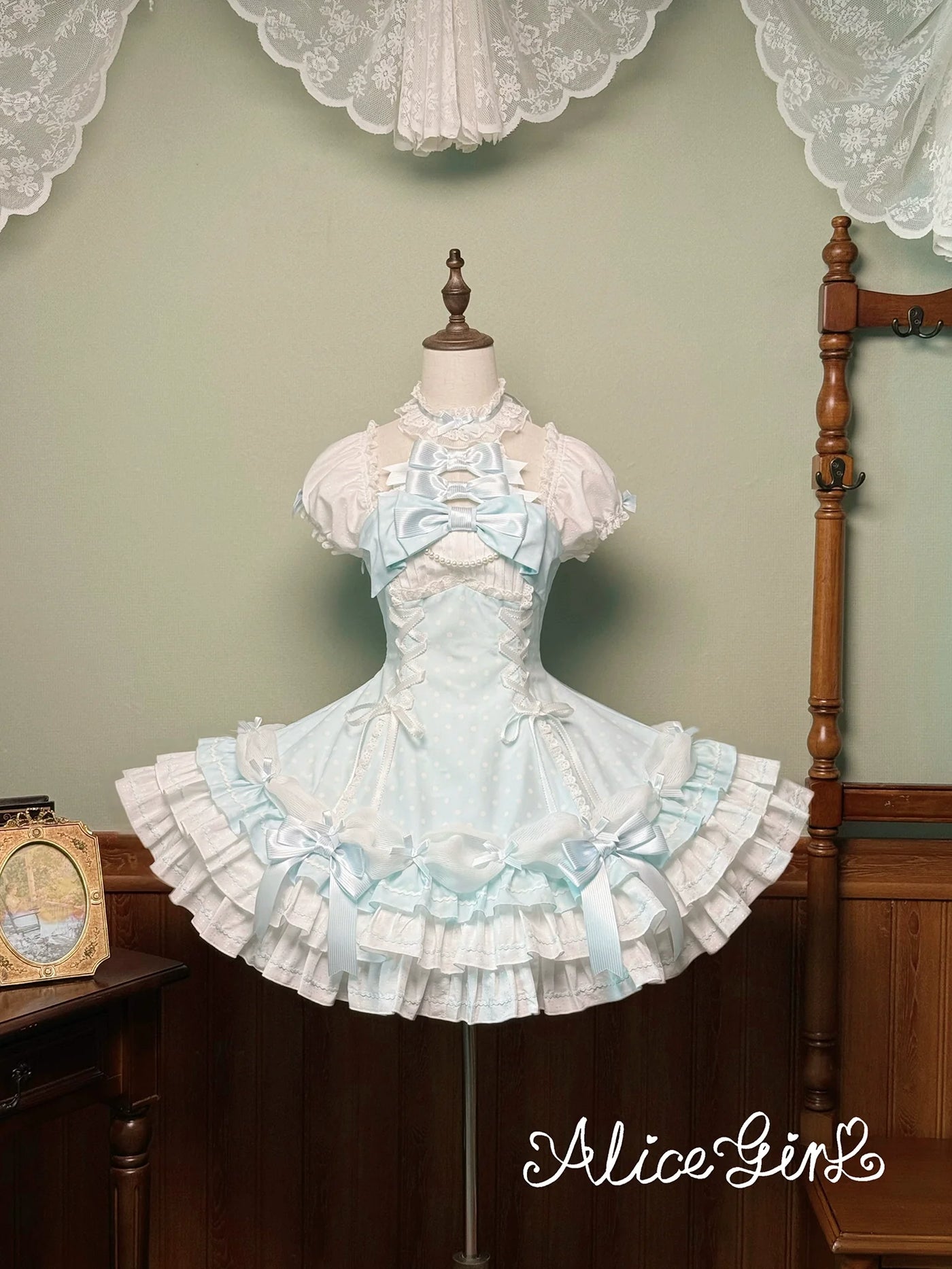 Alice Girl - Old School Lolita Halter Neck OP - Dress, Polka Dot Accent OP Dress