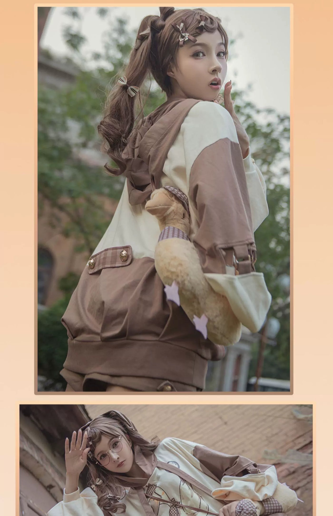 Baozi Pig - Detective Goose - Hooded Long-Sleeve Sweatshirt with Duck Graphic