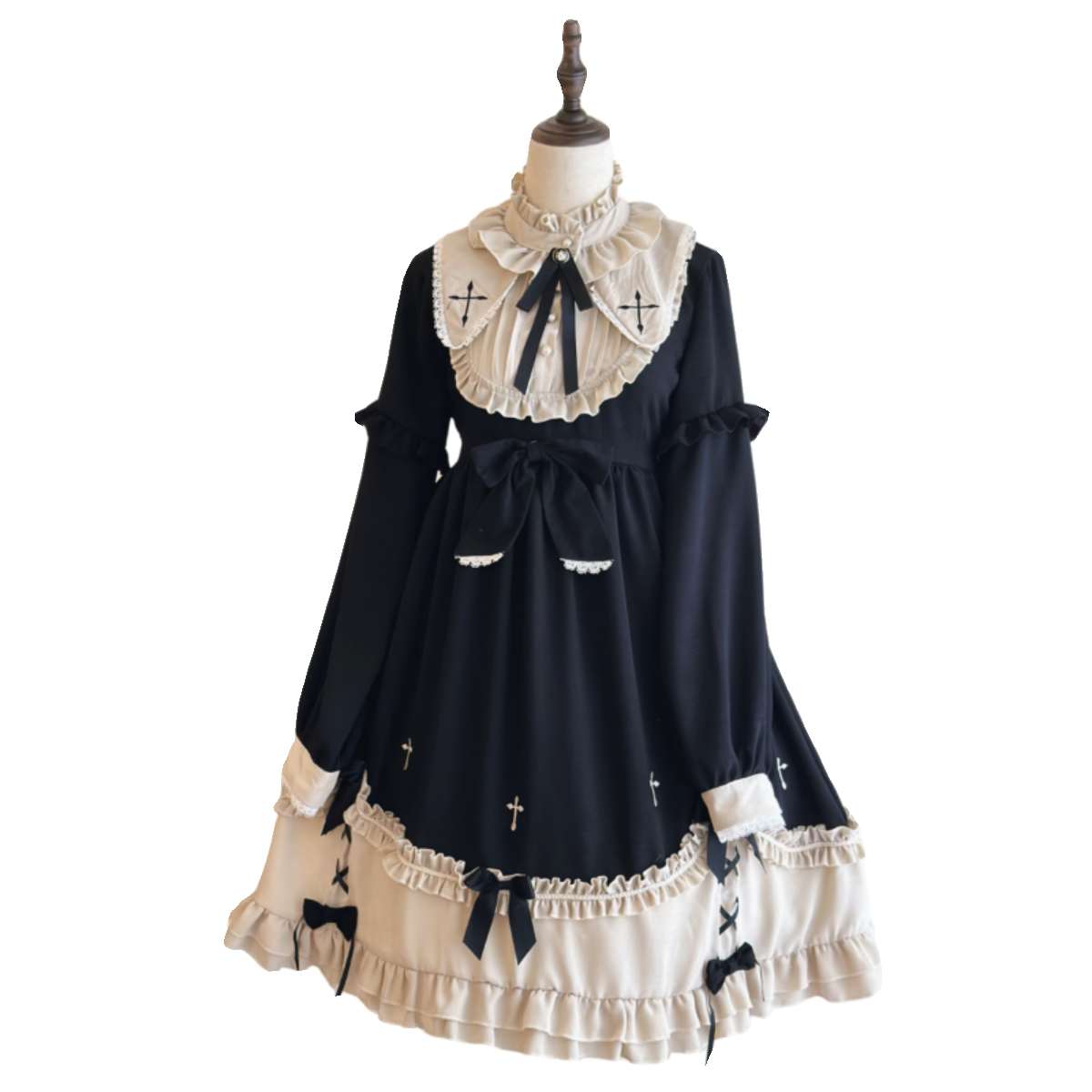 Niu Niu - Plus Size Gothic Lolita Winter OP - Dress, Cross Embroidery OP Dress