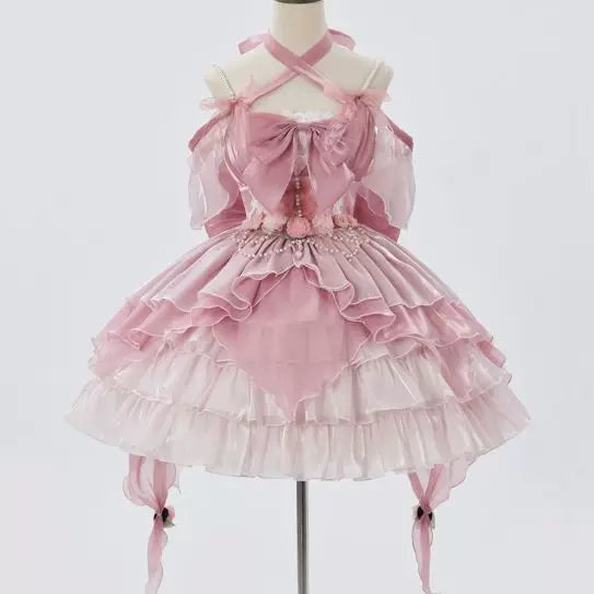 Sweetheart Dream Machine - Little Flower Fairy - Pink JSK with Layered Ruffles and Oversized Bow