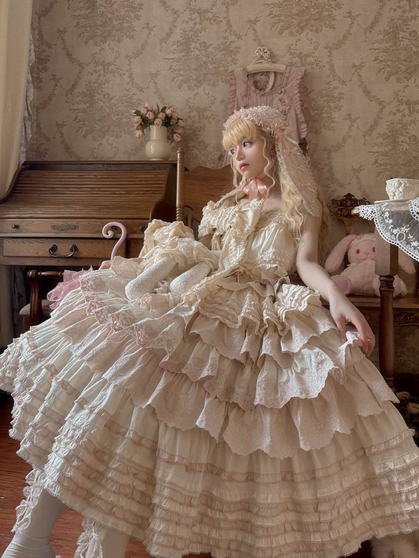 WF - Dessert Rabbit - OP/JSK with Coordinate Pieces and Embroidered Rabbit Motif