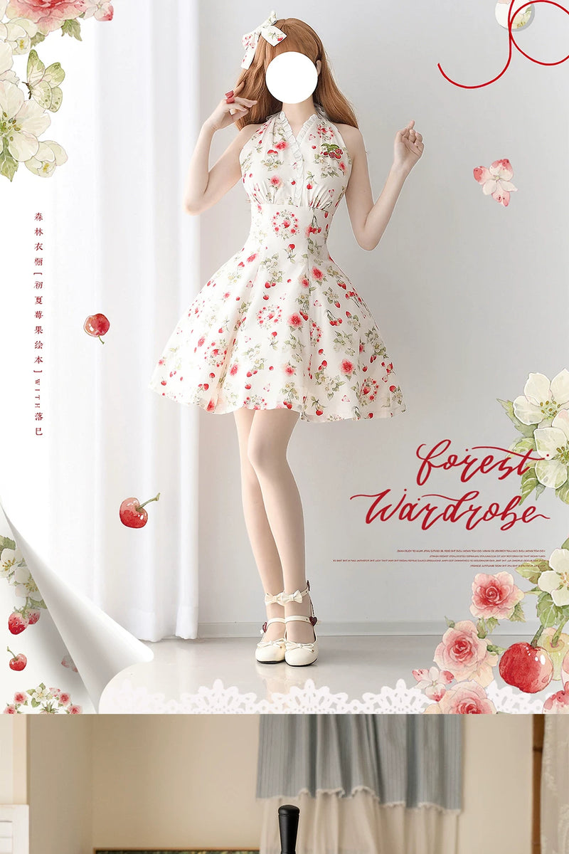 Forest Wardrobe - Early Summer Berry Storybook - Classic Lolita Halter Dress - 6