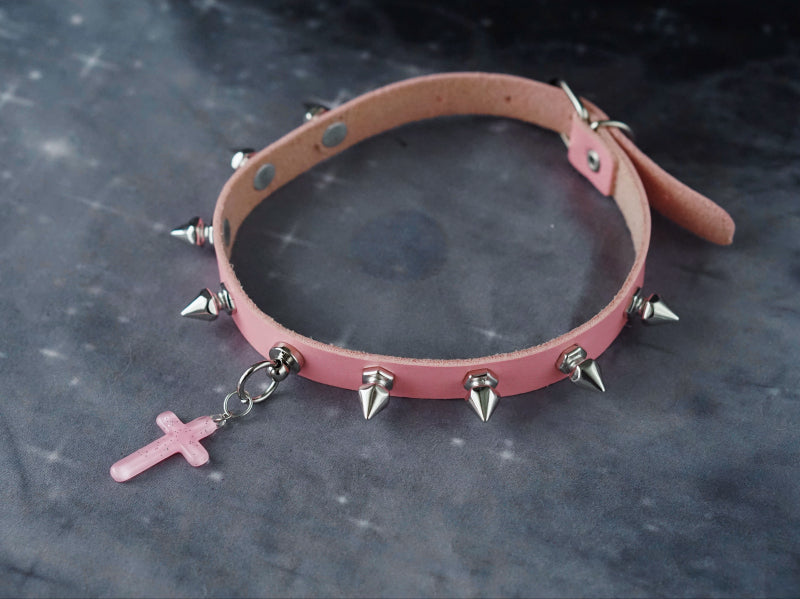 Strange Sugar - Gothic Lolita Cross Leather Choker - Neckwear
