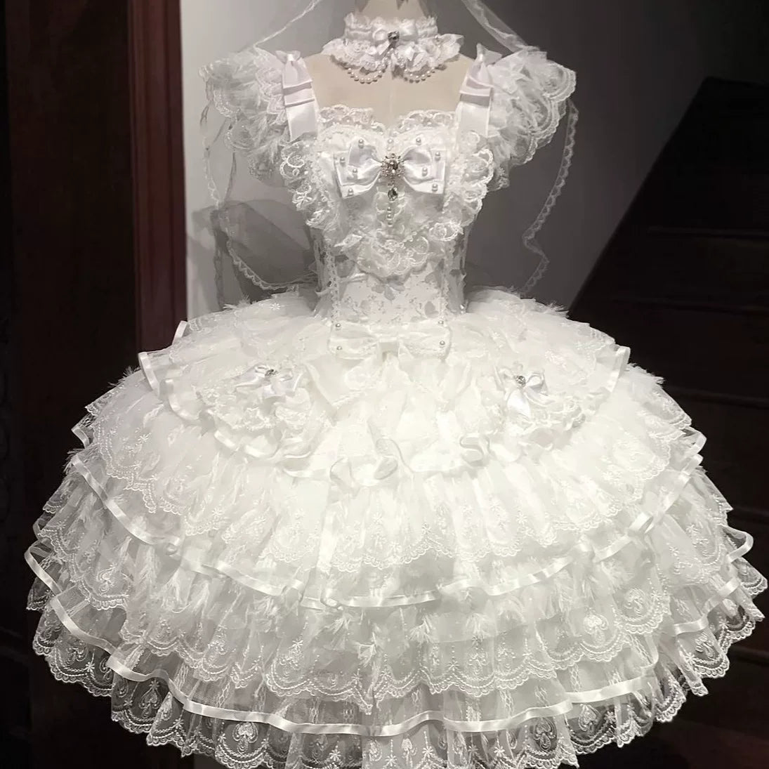 Lady Han Feather Ballad Bridal Sweet JSK dress from Lolita Fetch with delicate feather details and elegant design.