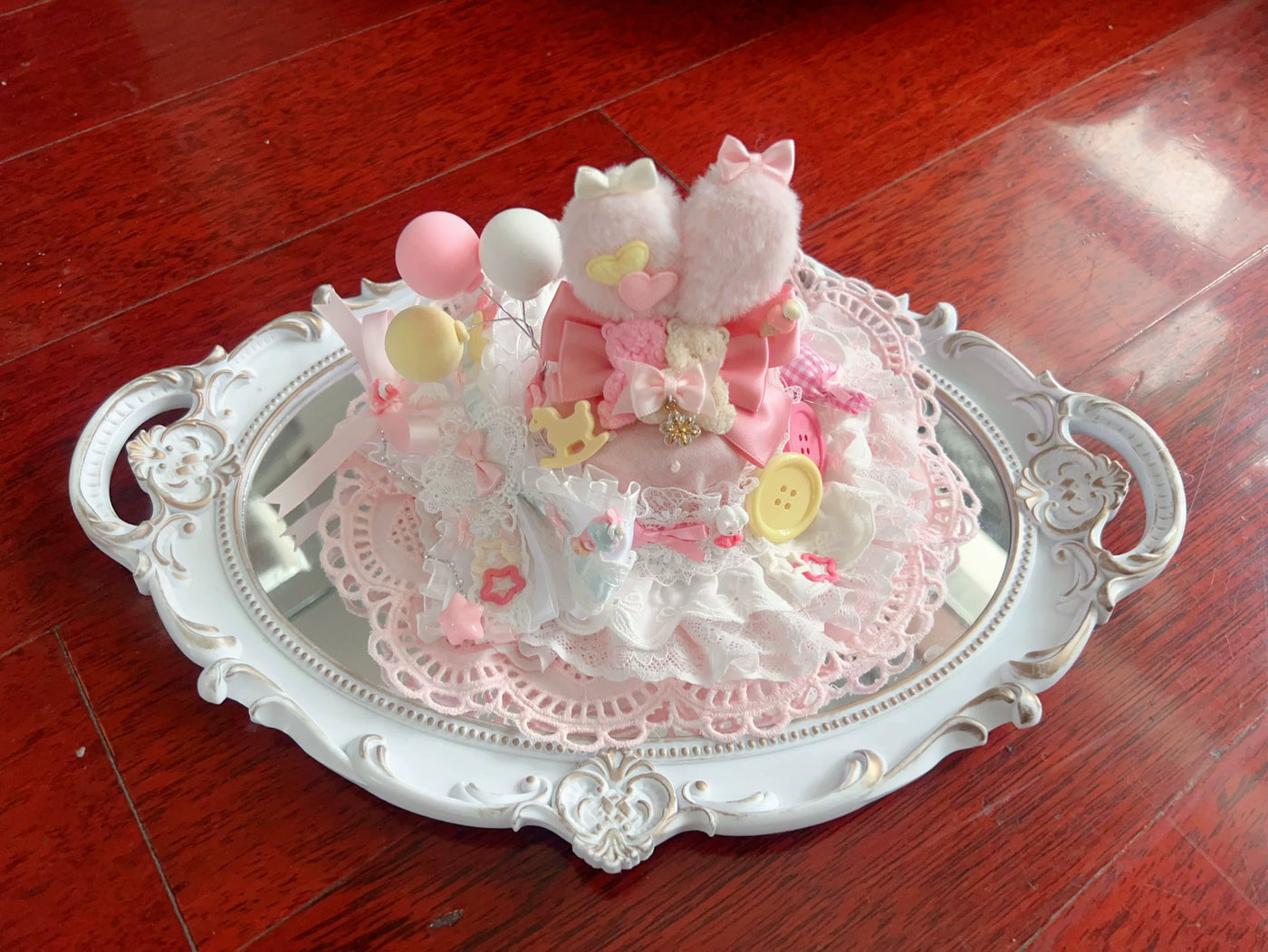 Golden Pikaka - Spring Day Paradise - Pastel Mini Hat with Layered Lace