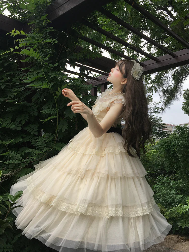 With PUJI - Ivory Tower - Classic Lolita Dress Collection, Full Skirt detail view 4