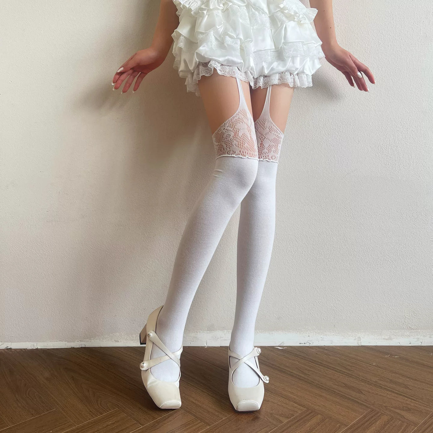 Sock Noble - Lace Suspender - Thigh-High Stockings with Lace Panels