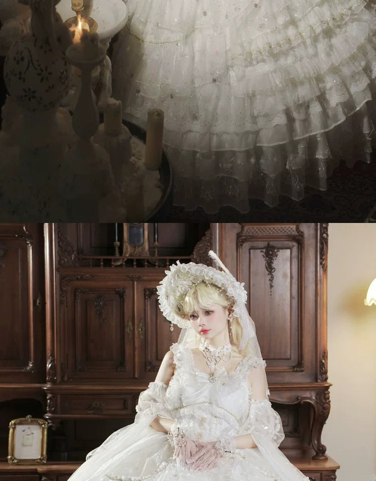 Maoxi Xiaoxiannu Lolita - Dream Waltz - White chiffon JSK dress