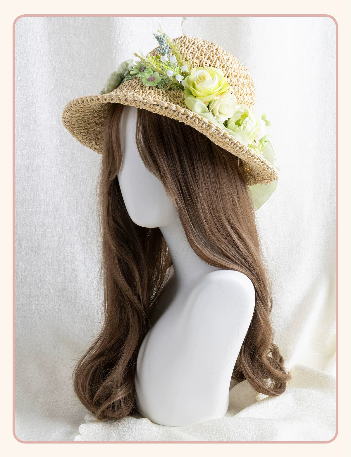 Stardust Rose - Floral Meadow - Woven Straw Sun Hat with Floral Trim