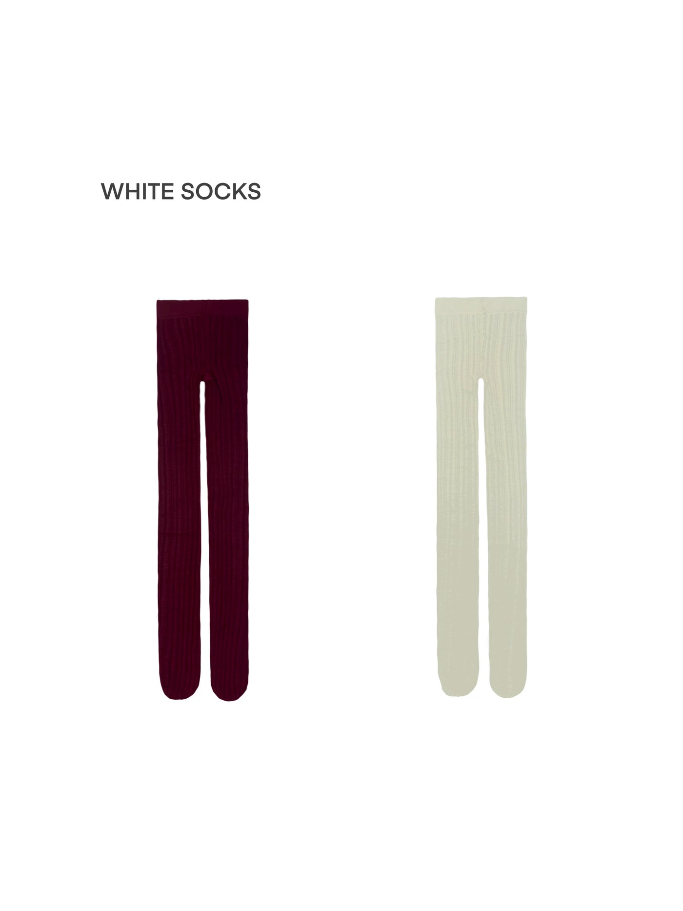 White Socks - Vintage Heart Flower Stripe - Patterned Tights with Heart-and-Flower Stripes