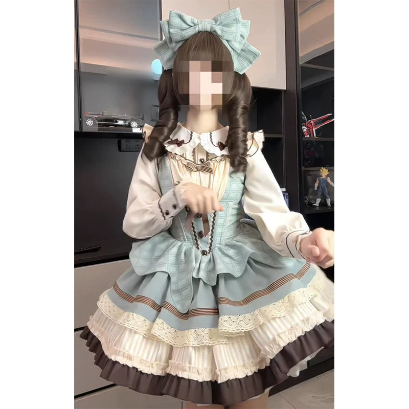 Creamy - Mint Chocolate - JSK Set with Long-Sleeve Shirt, Waist Bow and KC Headpiece