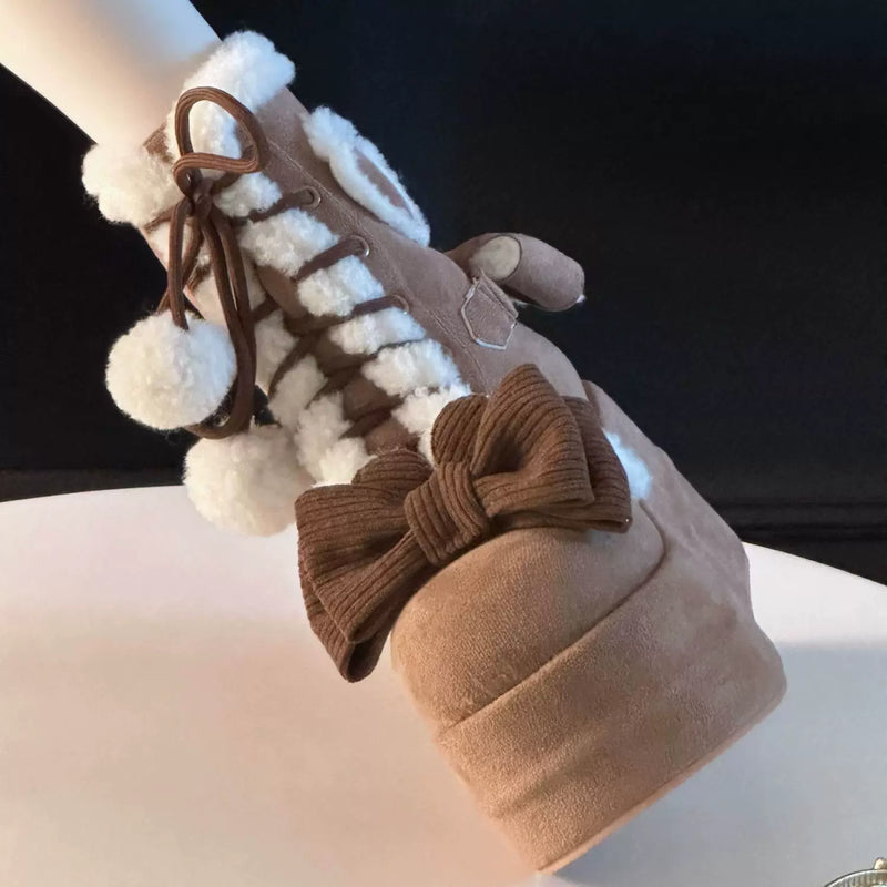 Rounded-Toe Fleece-Lined Platform Winter Boots — additional product view