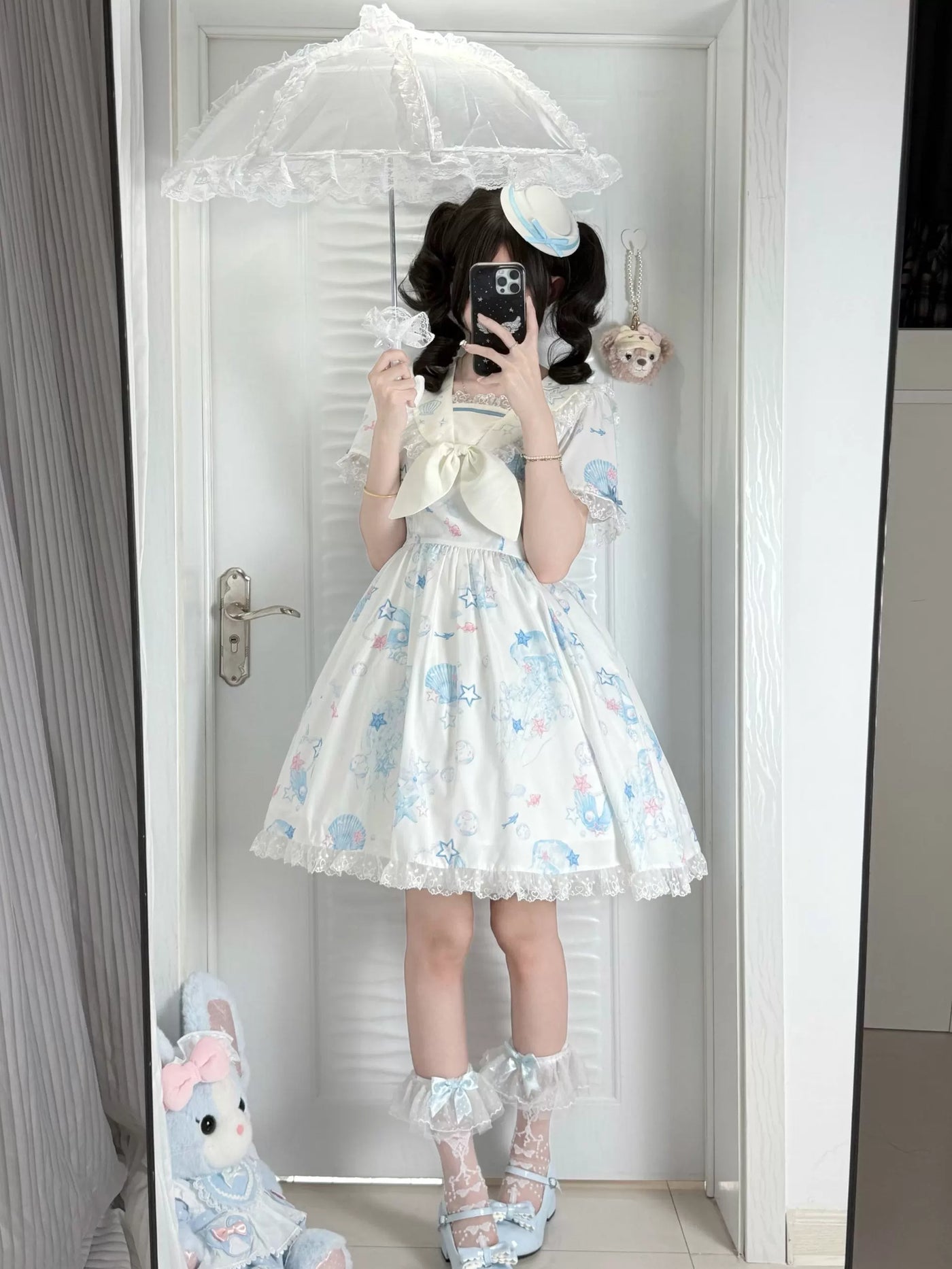 Fantasy Doll - Satin Lace - Decorative Umbrella with Lace Edging and Bow
