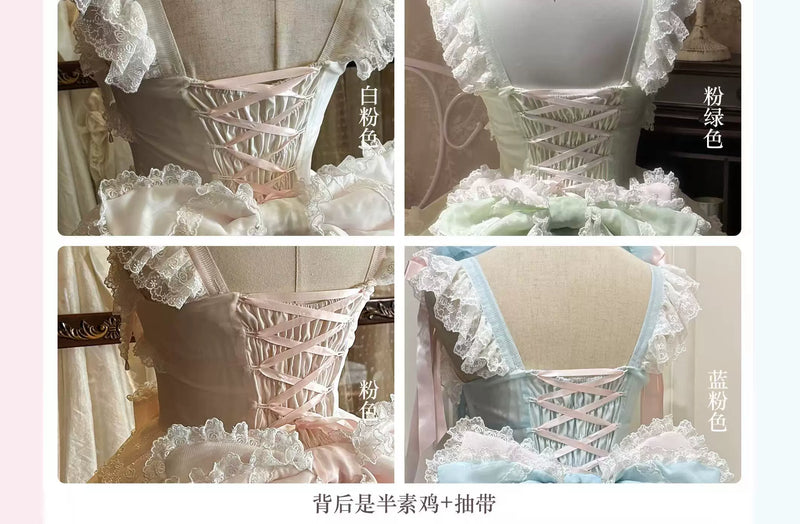 PS Original Design - Cherry Snow Love Song - Bridal Lolita JSK Dress Set - detail view 10