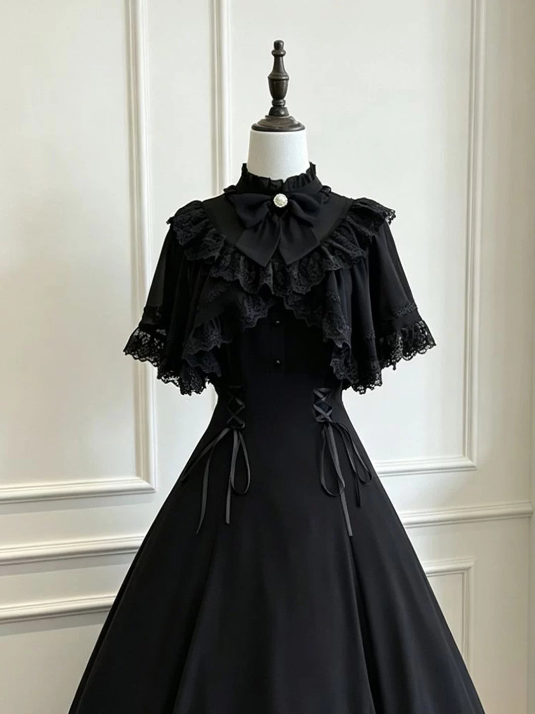 Creamy - Midnight Lace - Black OP Dress with Ruffled Lace Trim