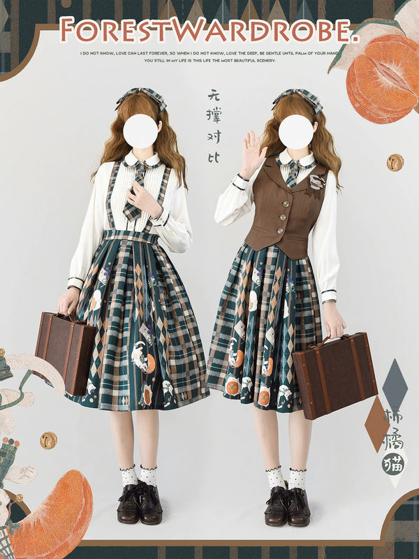 Forest Wardrobe - Persimmon Cat - Blouse, Waistcoat or Skirt - 1