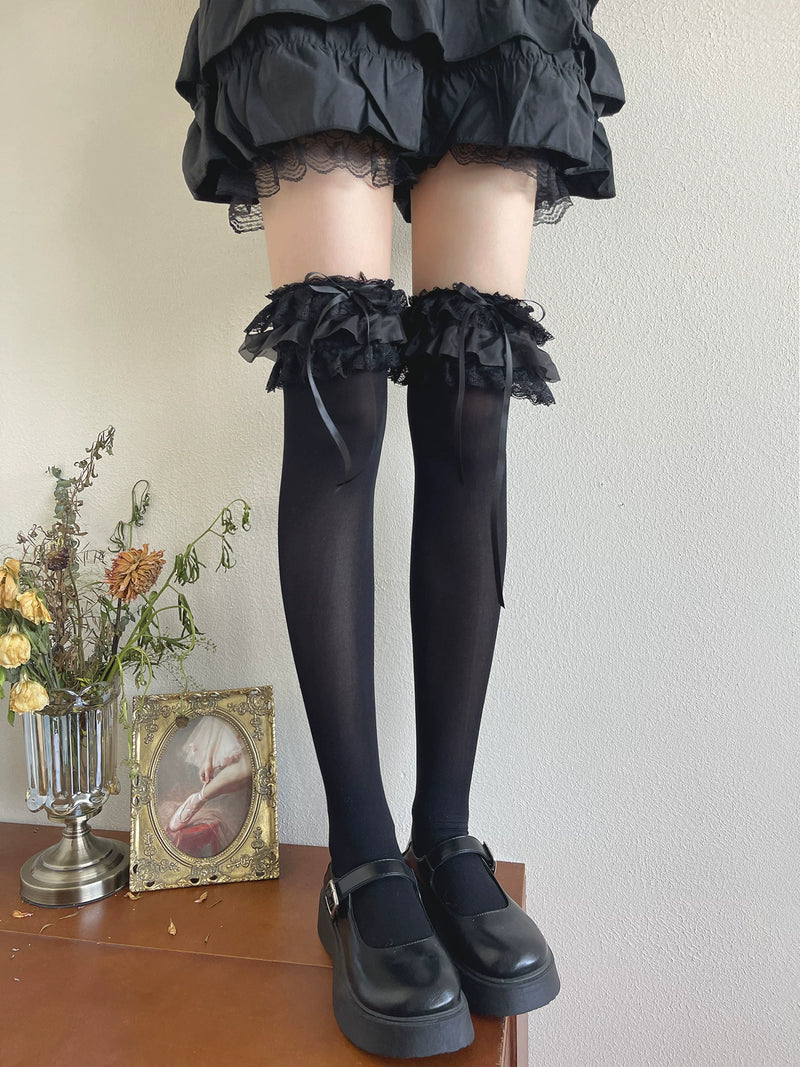 Sock Noble - Layered Lace - Socks with layered lace ruffles and bow ties