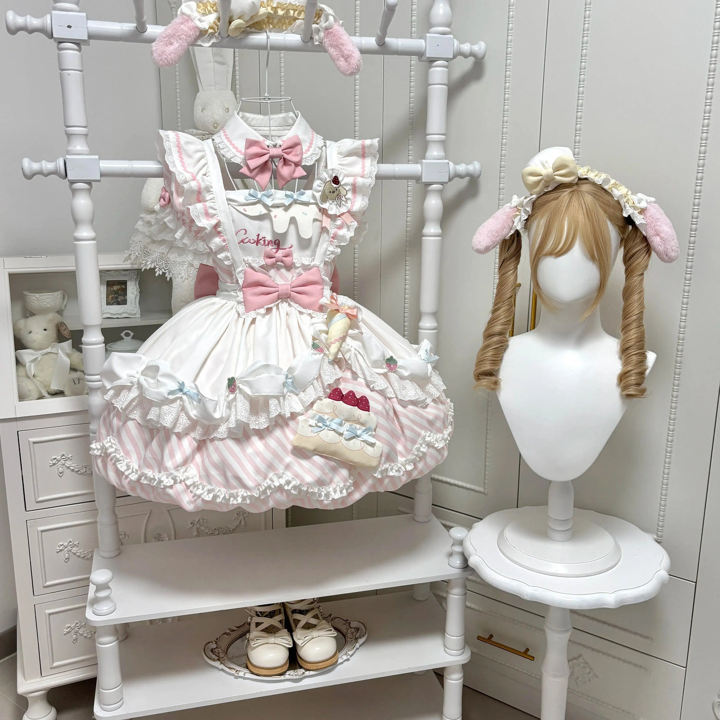 Salted Cream - Puppy Cake Decorator - OP Dress with Layered Ruffles
