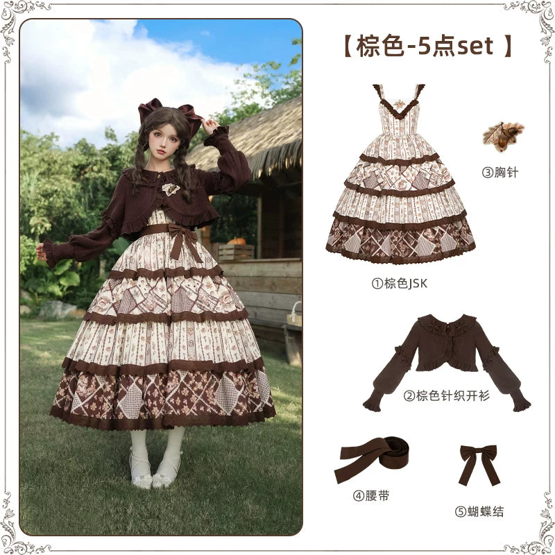With PUJI - Letter and Poetry Sunflower Matters - Country Lolita JSK Embroidered Printed Lolita Dress detail view 11
