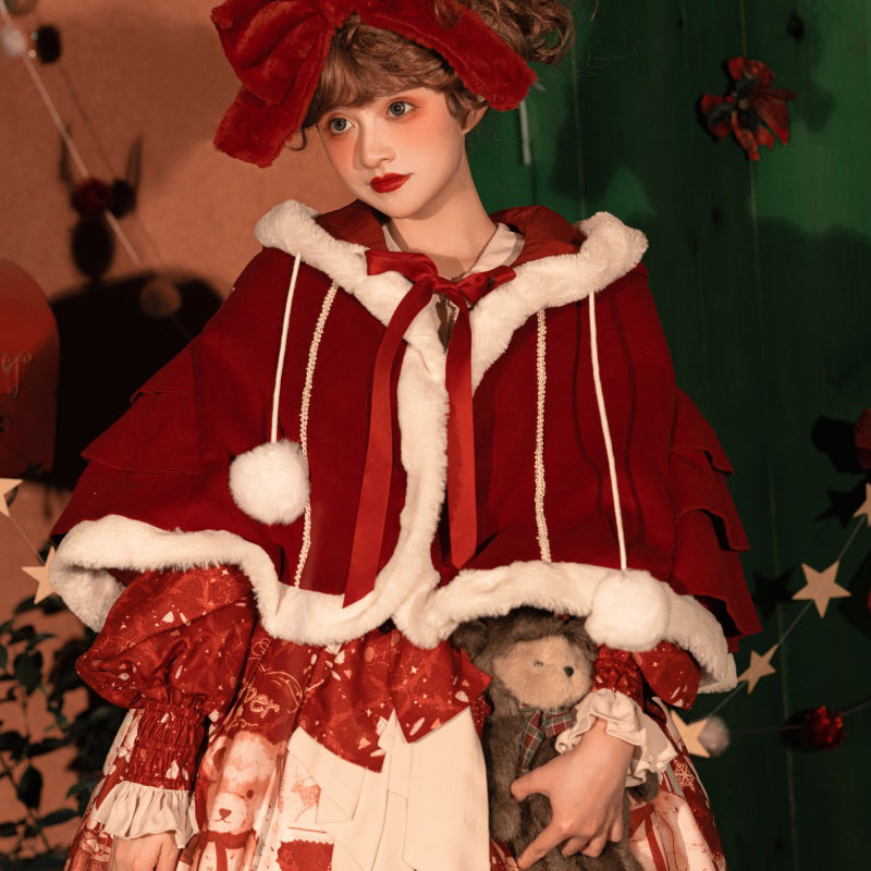 Your Princess - Bear Gift - Kawaii Lolita Christmas Dress and Cape