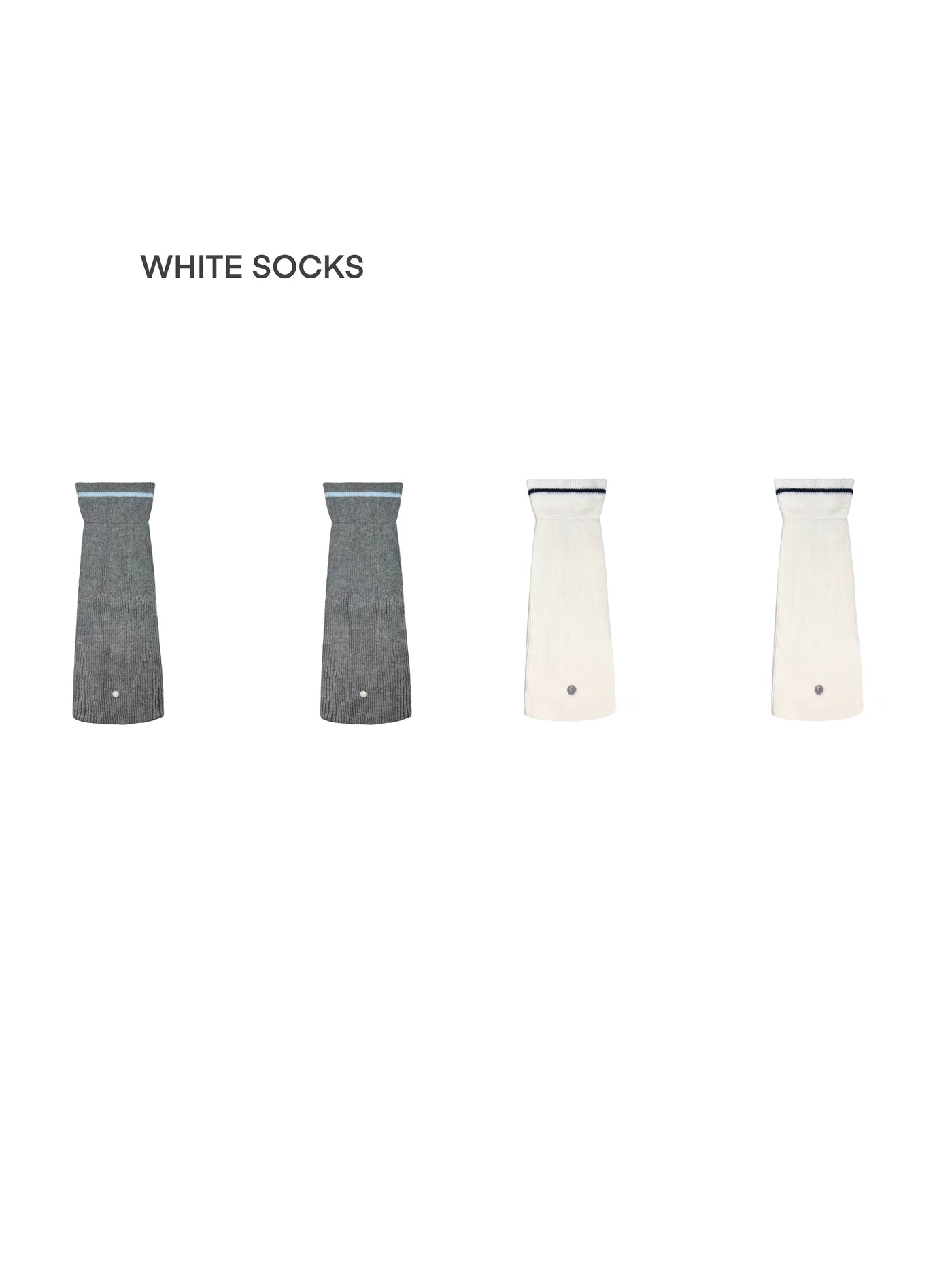 White Socks - Contrast Rib Series - Ribbed Sock Covers with Foldover Cuffs