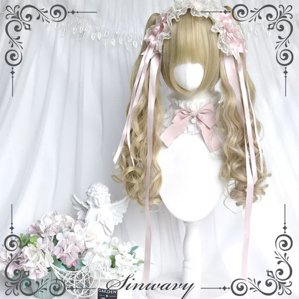 Beige-blonde Lolita twin-tail wig set - view 1