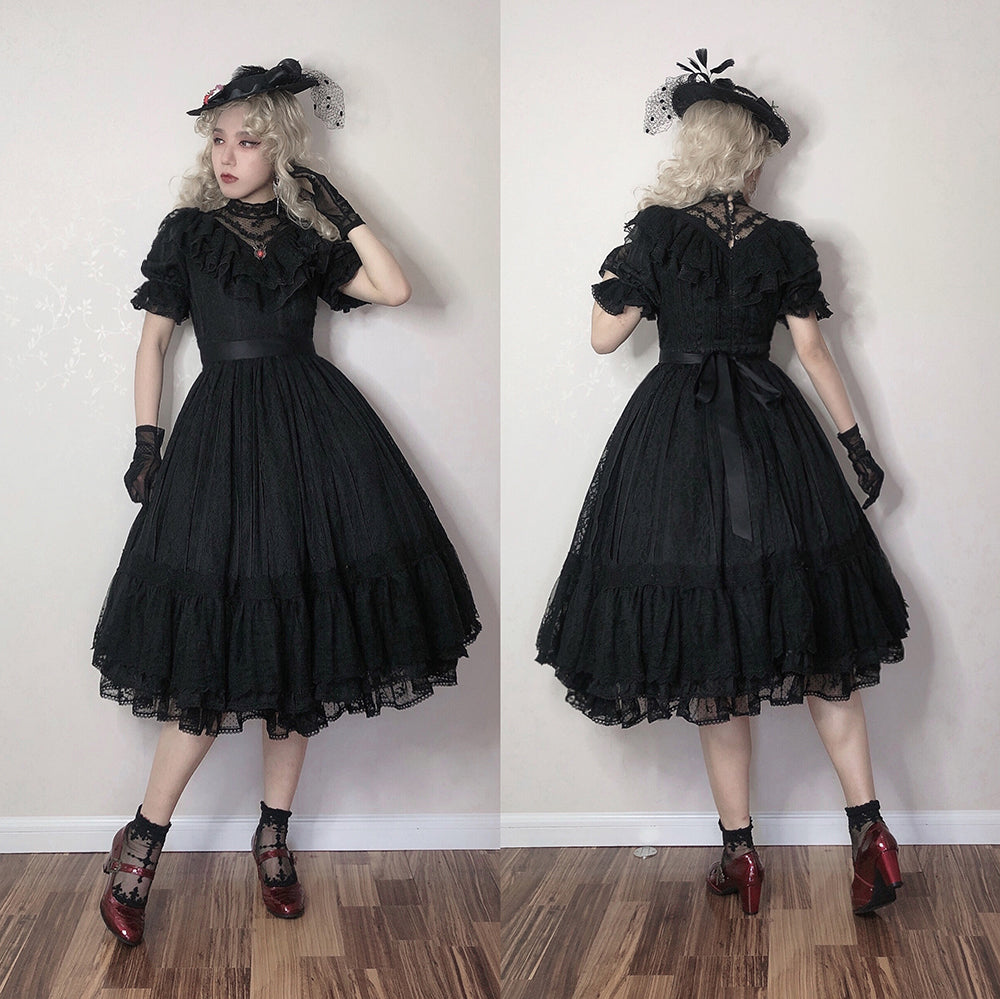Woody Rose - Pure Color Lolita OP XS black