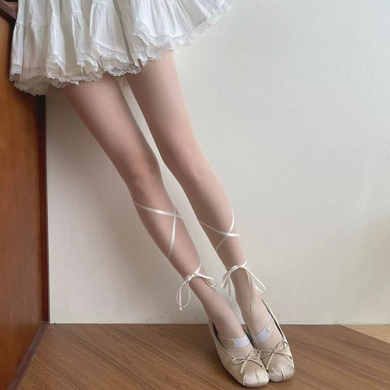 Sock Noble - Bare-Leg Ribbon - Sheer Stockings with Satin Ribbon Ties