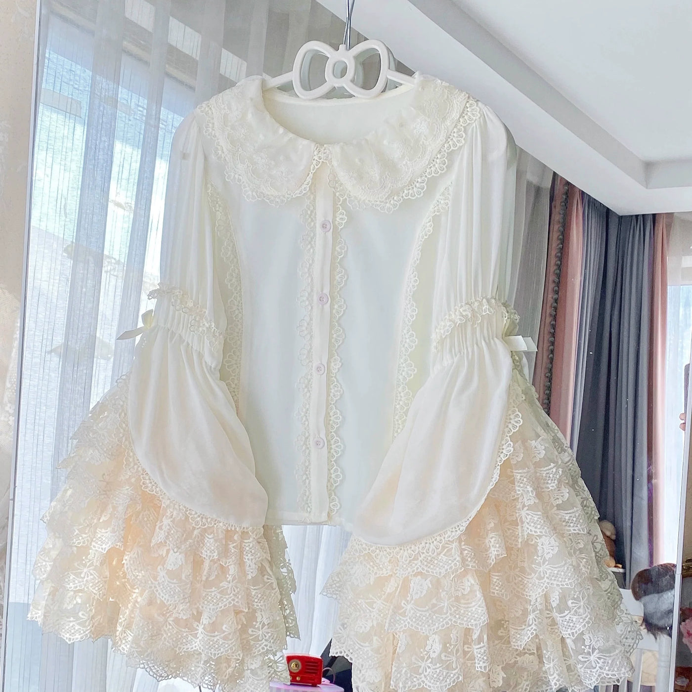 Qianmu - Granulated Sugar - Doll-like Sweet Lolita Lace Blouse, Hime Sleeve