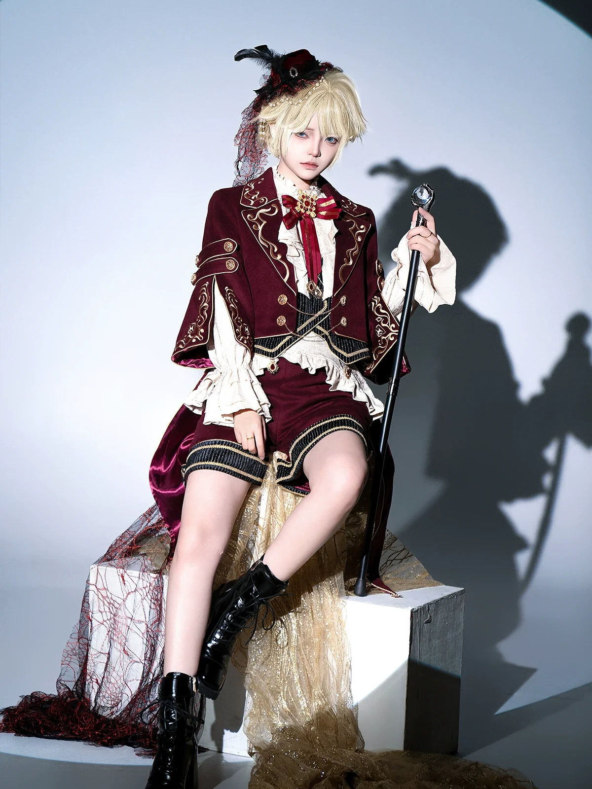 Letters from Unknown Star - Heir - Military Ouji Lolita Blouse, Coat & Shorts Set