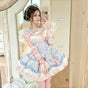 Inner layer + (Blue complete set) Hand sleeves + sash + mini top hat + dress / S