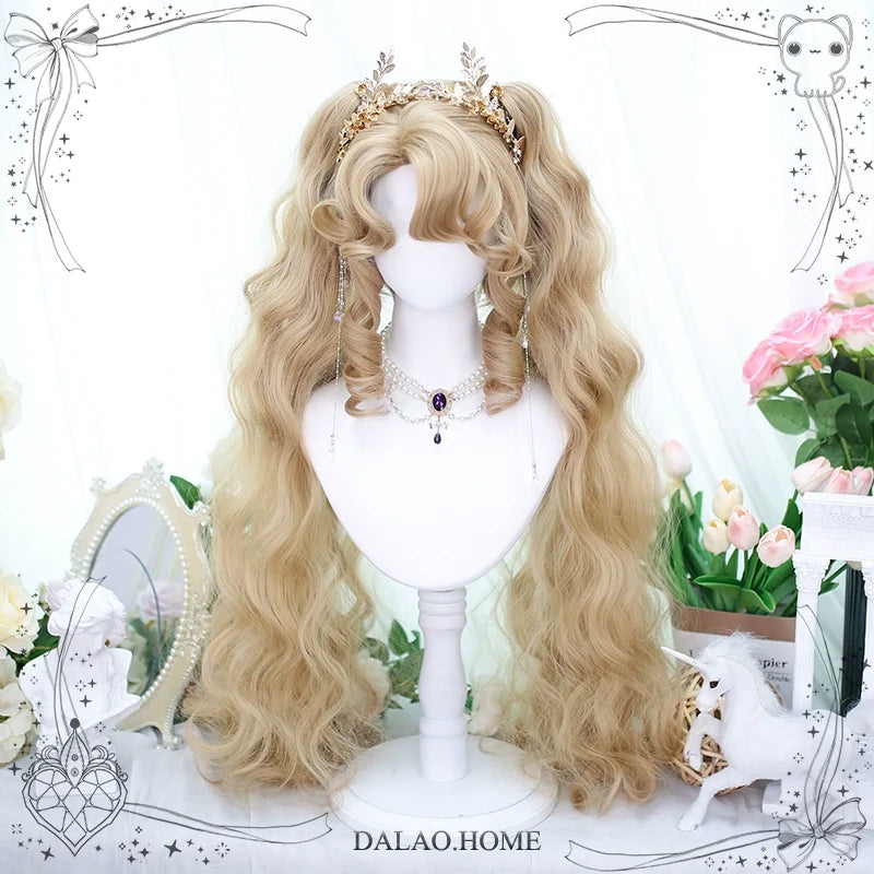 Dalao Home - Lolita Short Curls Hair Oil - Painting Style Double Ponytail Wig Wig