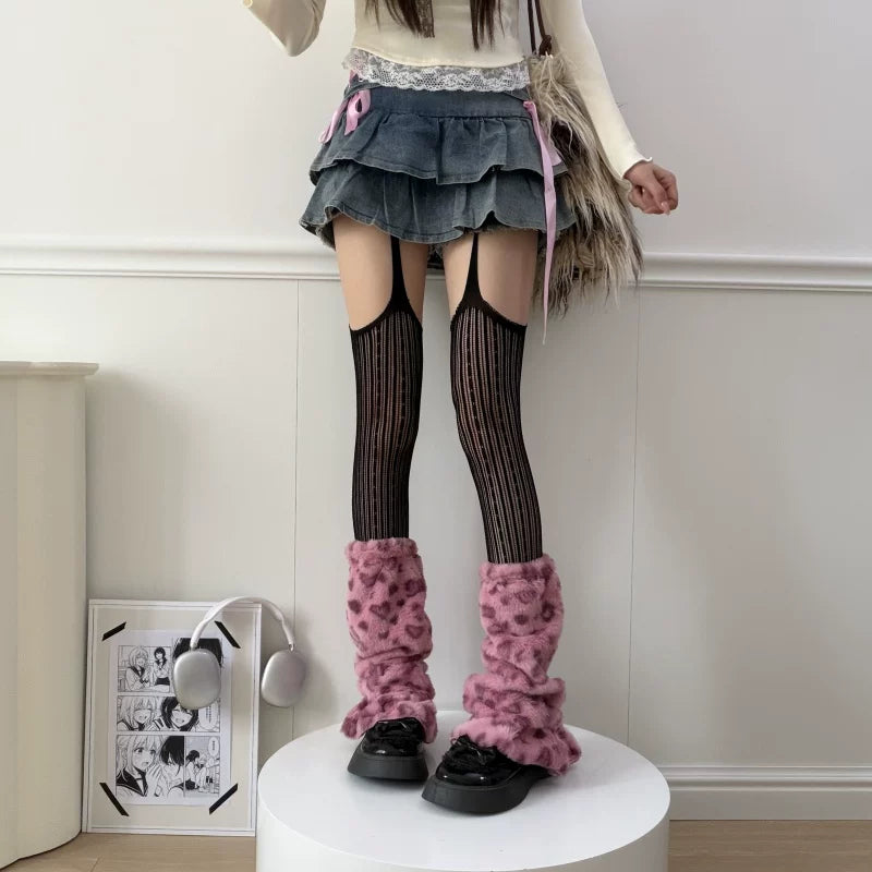 Fantasy Doll - Gothic Cross - Fishnet Garter and Leg Sleeve Set with Cross Details