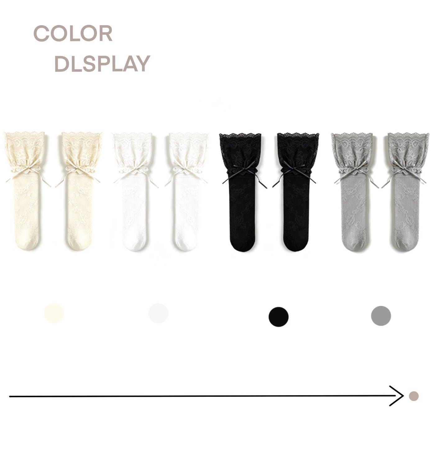 White Socks - Lace Ribbon - Socks with floral lace and ribbon ties