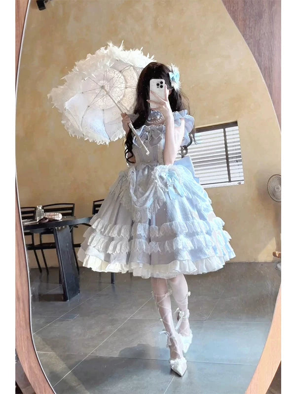 Creamy - Blue Doll-Inspired - Blue Skirt with Bow Train