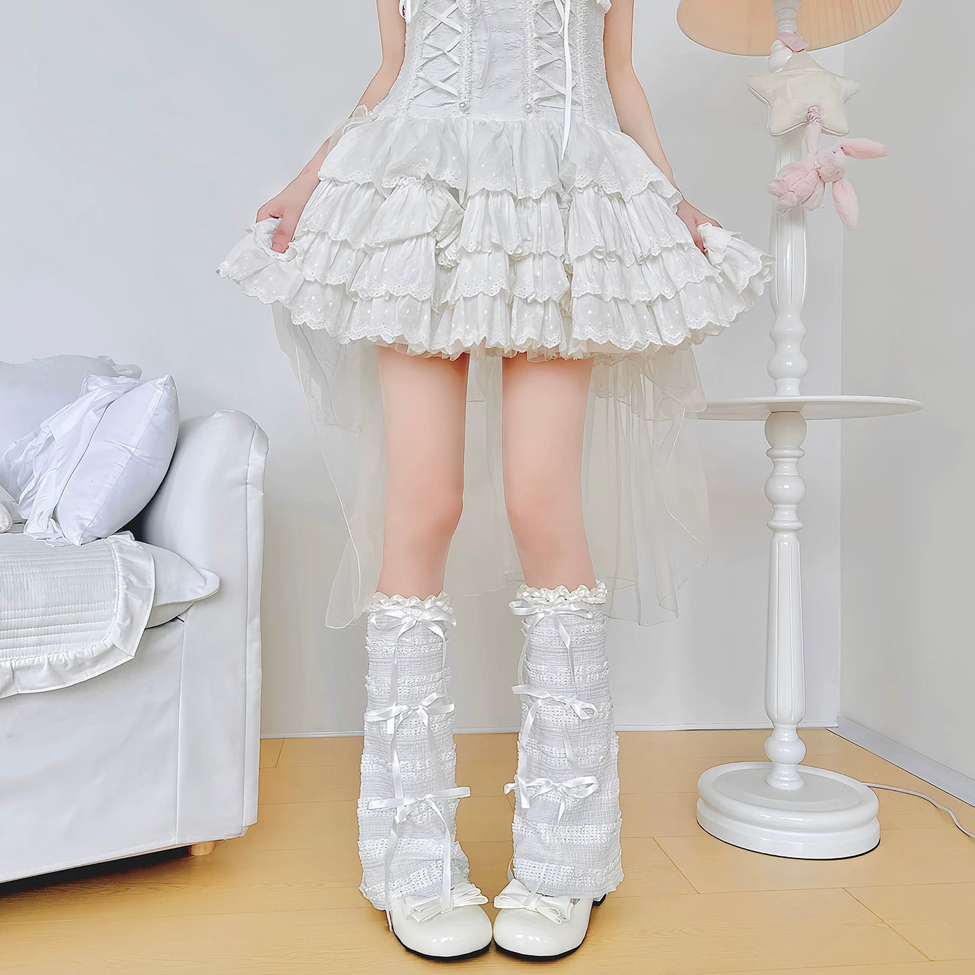 Handmade ribbon and lace Lolita leg warmers and socks - view 16
