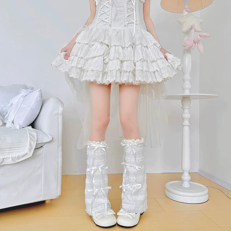 Handmade ribbon and lace Lolita leg warmers and socks - view 16